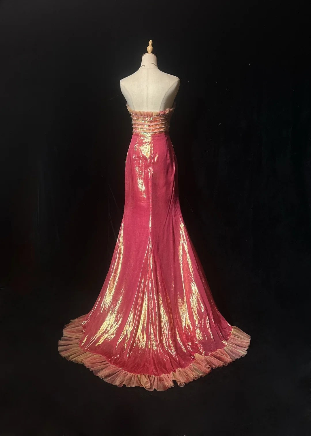 Glamouröses Ballkleid Meerjungfrau Sweetheart Rosa mit Perlen ärmelloses Abendkleid N2871