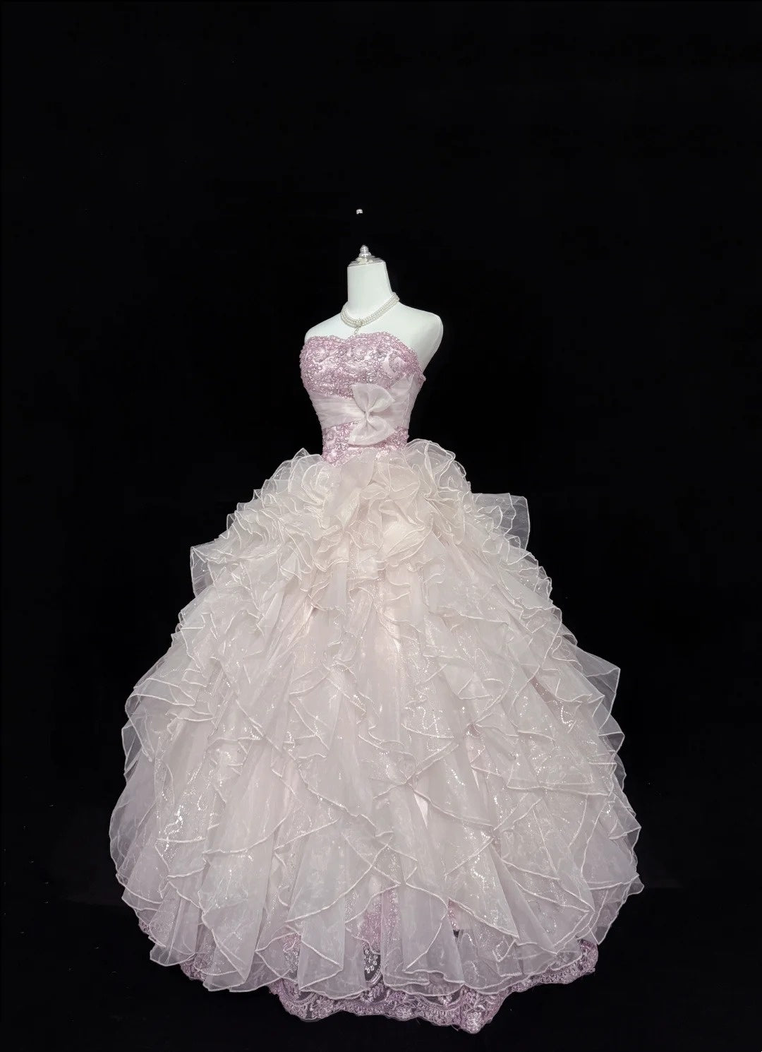 Lange Ballkleider für den 16. Geburtstag, langes Sweet-Sixteen-Geburtstagskleid, trägerloses rosa Festkleid RC0299