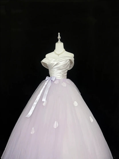 Sweet 15 Quinceanera Dress Ball Gown Off Shoulder Lilac With Sleeves Long 15th Birthday Gown RC0308