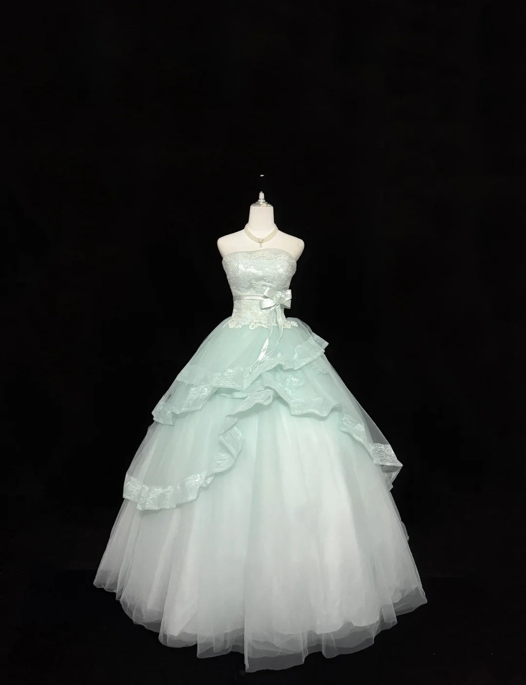 Sweet 16 Dresses Long Ball Gown Sweet Sixteen Long Birthday Dress Lace Strapless Mint Green Formal Gown RC0348