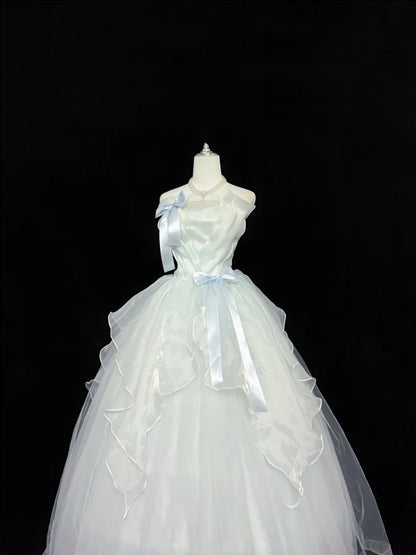 Niedliche Sweet-16-Kleider, langes Ballkleid, trägerlos, Tüll, formelles Sweet-Sixteen-Geburtstagskleid RC0245