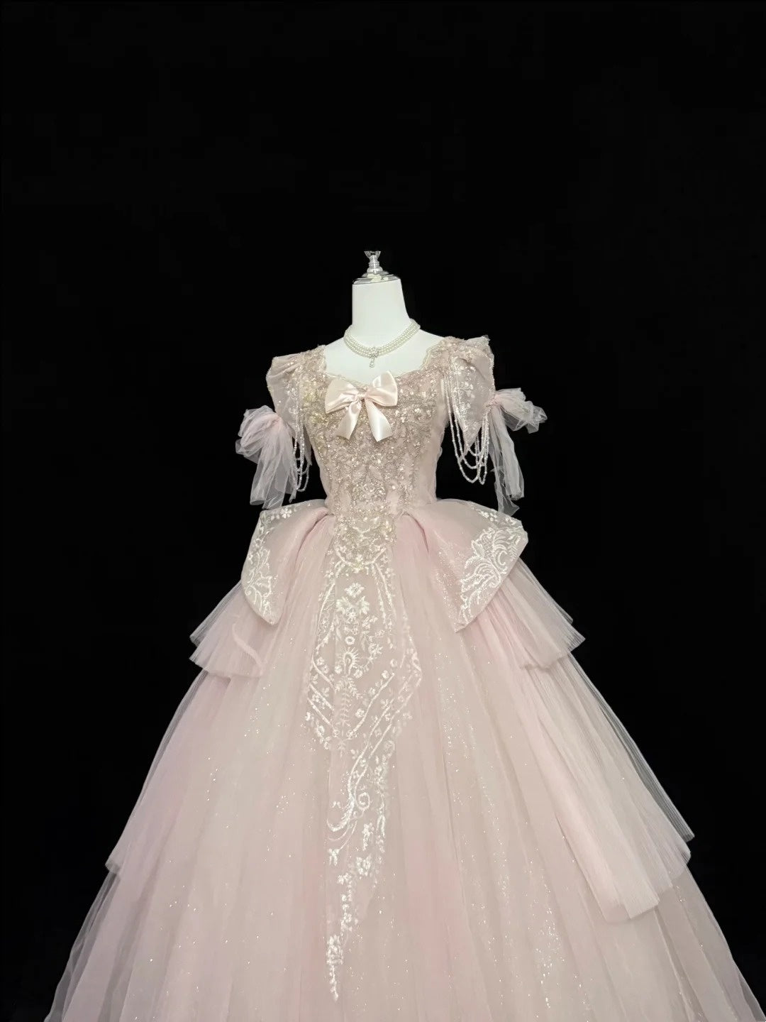 Langes Ballkleid für Sweet 16, eckiger Ausschnitt, Pink mit Spitzenapplikationen, Geburtstagskleid für Sweet Sixteen RC0325