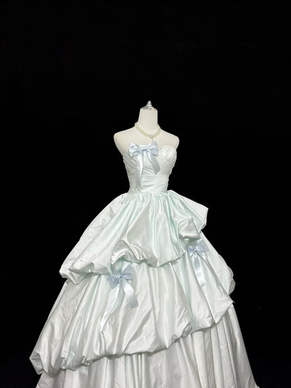 Sweet 16 Dresses Long Ball Gown Sweet Sixteen Long Birthday Dress Strapless Light Sky Blue Formal Gown RC0282
