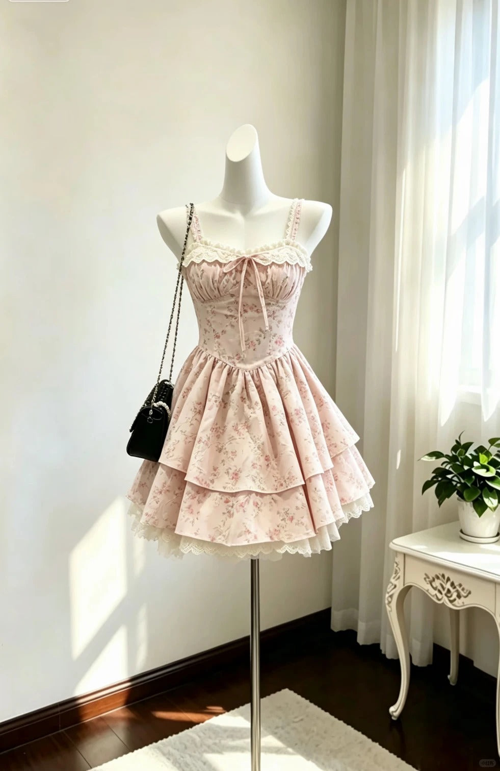 Unique A line Spaghetti Strap Pink Floral Short Freshman Graduation Dresses Inspo Senior Homecoming Outfits RB4845