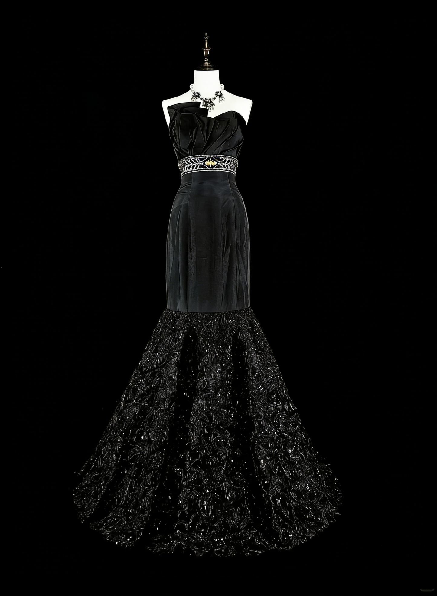 Vintage Prom Dresses Aesthetic 1970s Retro Mermaid Black Satin Long Formal Dress N2151