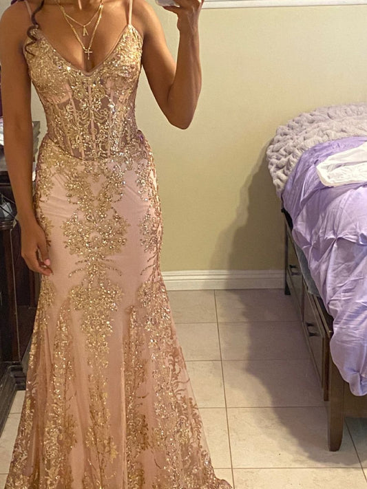 Meerjungfrau pink Spaghettiträger Pailletten langes Abschlussballkleid Abendkleid figurbetont für Mädchen und Frauen in Übergrößen N4107