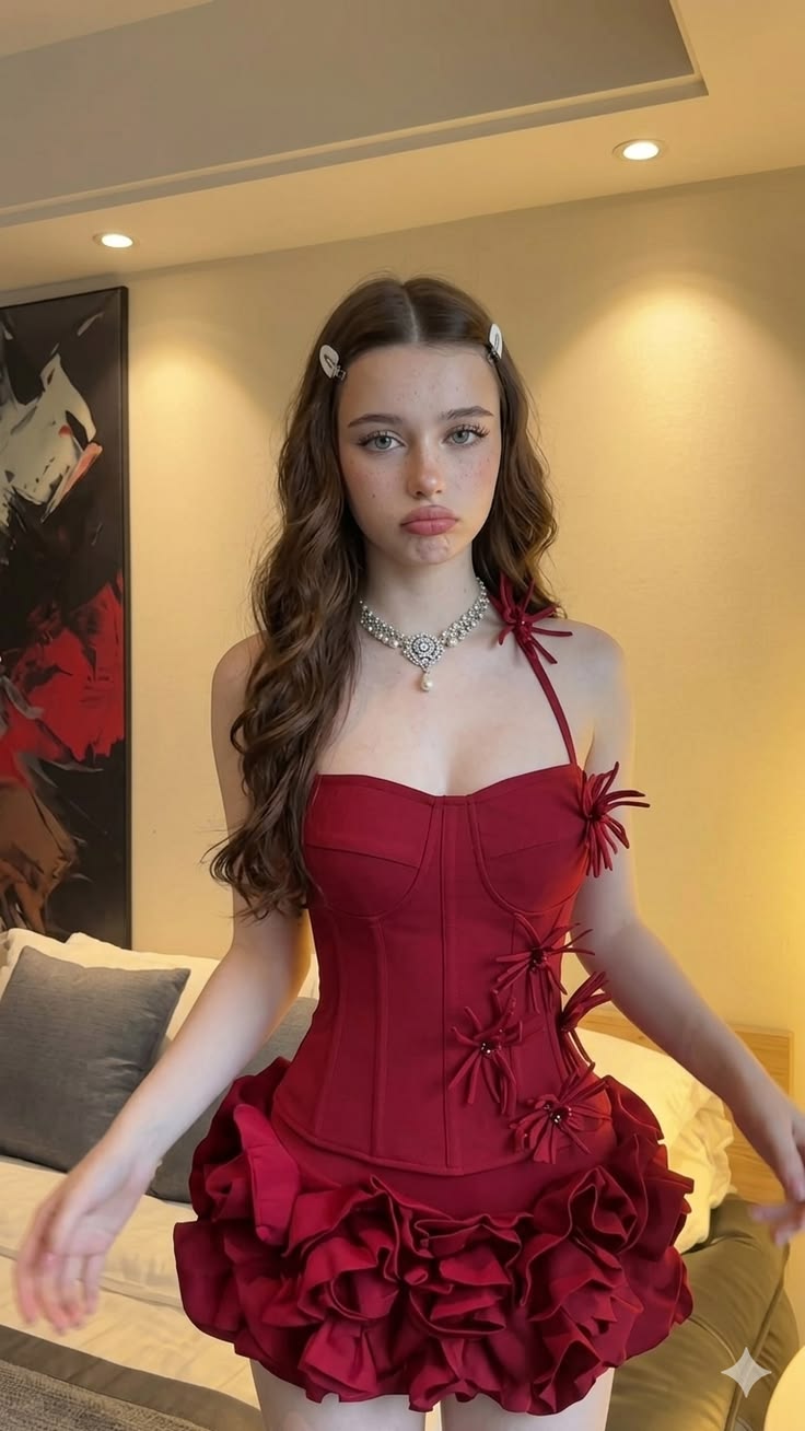 Sexy Ball Gown Halter Burgundy Satin Short Mini Homecoming Dress Mini Party Dresses RB6819
