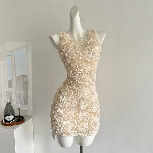 Sexy Sheath V Neck Champagne Floral Short Mini Homecoming Dress Mini Party Dresses RB6820