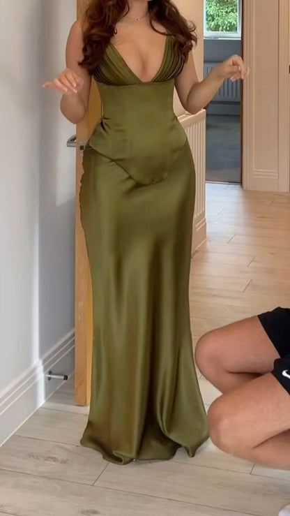 Robe de bal simple, robe de soirée en satin, robe moulante pour événement de fin d'études secondaires, robe de cérémonie N620