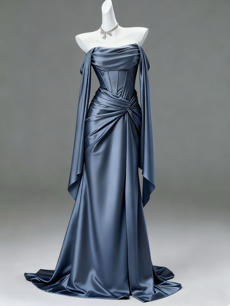 Schwer geschnittenes, figurbetontes Meerjungfrauen-Abendkleid mit schulterfreiem Ausschnitt, Modell N1872