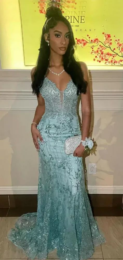 Elegantes, ärmelloses, bodenlanges Meerjungfrauen-Abendkleid in Blau mit Pailletten AB1722
