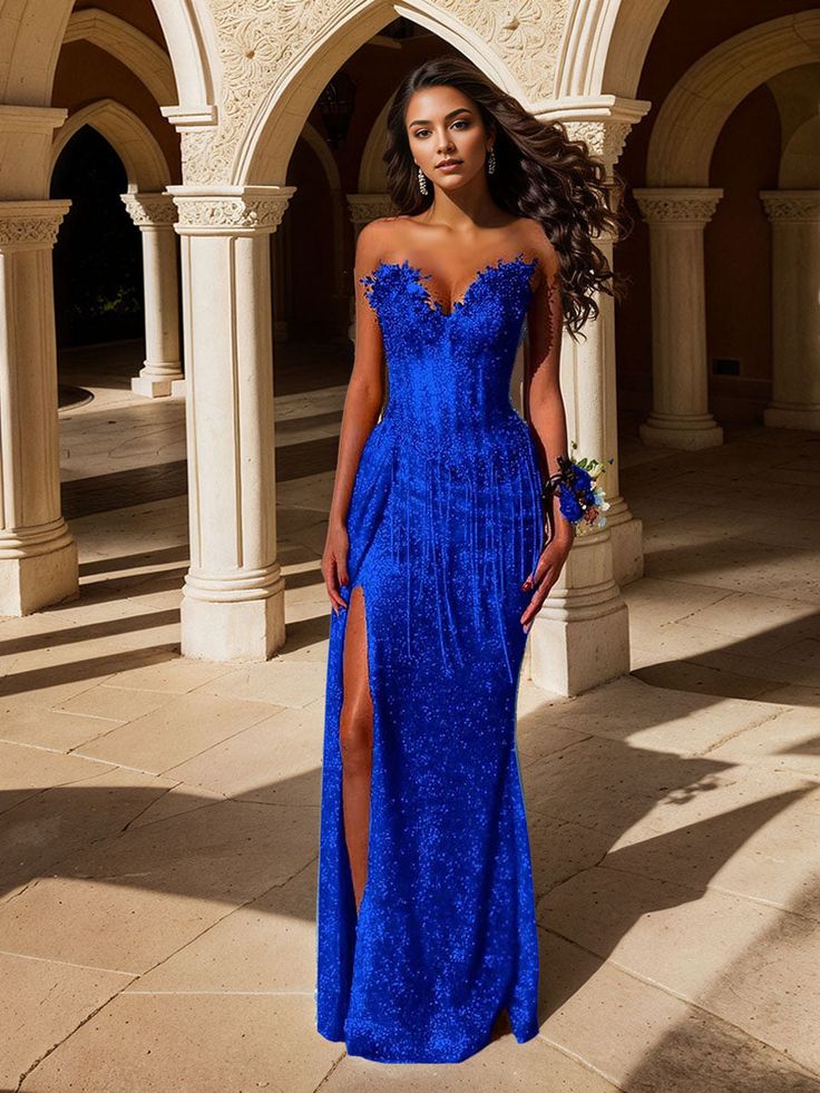 Rotes, trägerloses Pailletten-Abendkleid mit Perlenfransen an der Taille und hohem Schlitz für Damen AB1546