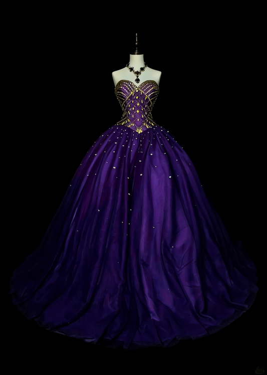 Vintage Ball Gown Sweetheart Purple Tulle Sweet 16 Dresses Quinceanera Dress Long 15 Vestidos De Fiesta N1495