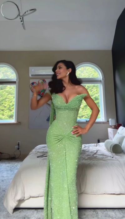 Nouvelle Arrivée Élégante Robe de Soirée Verte Longue Robes de Bal Sirène Moulante pour Femmes N4070