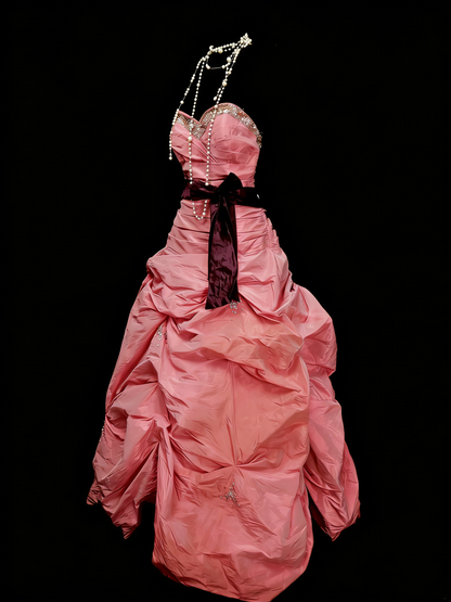 Robe de bal bustier rose mignonne avec volants en taffetas, robes de soirée longues, robes de bal N2140