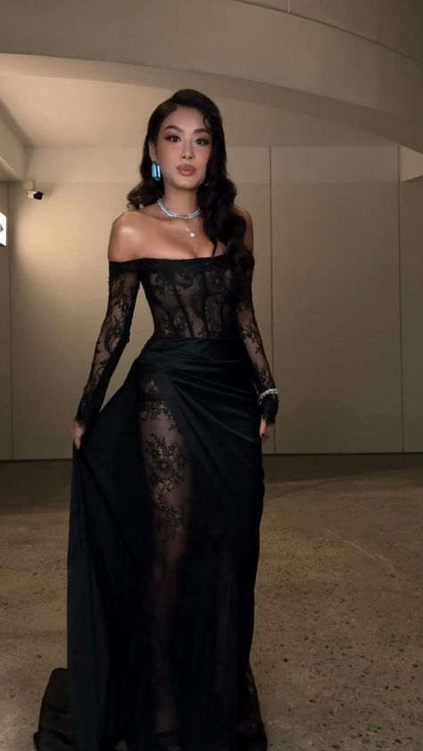 Eclectic Mermaid Off The Shoulder Black Tie Lace Baddie Cruise Ship Formal Night Evening Dresses Long Birthday Outfit RB3845