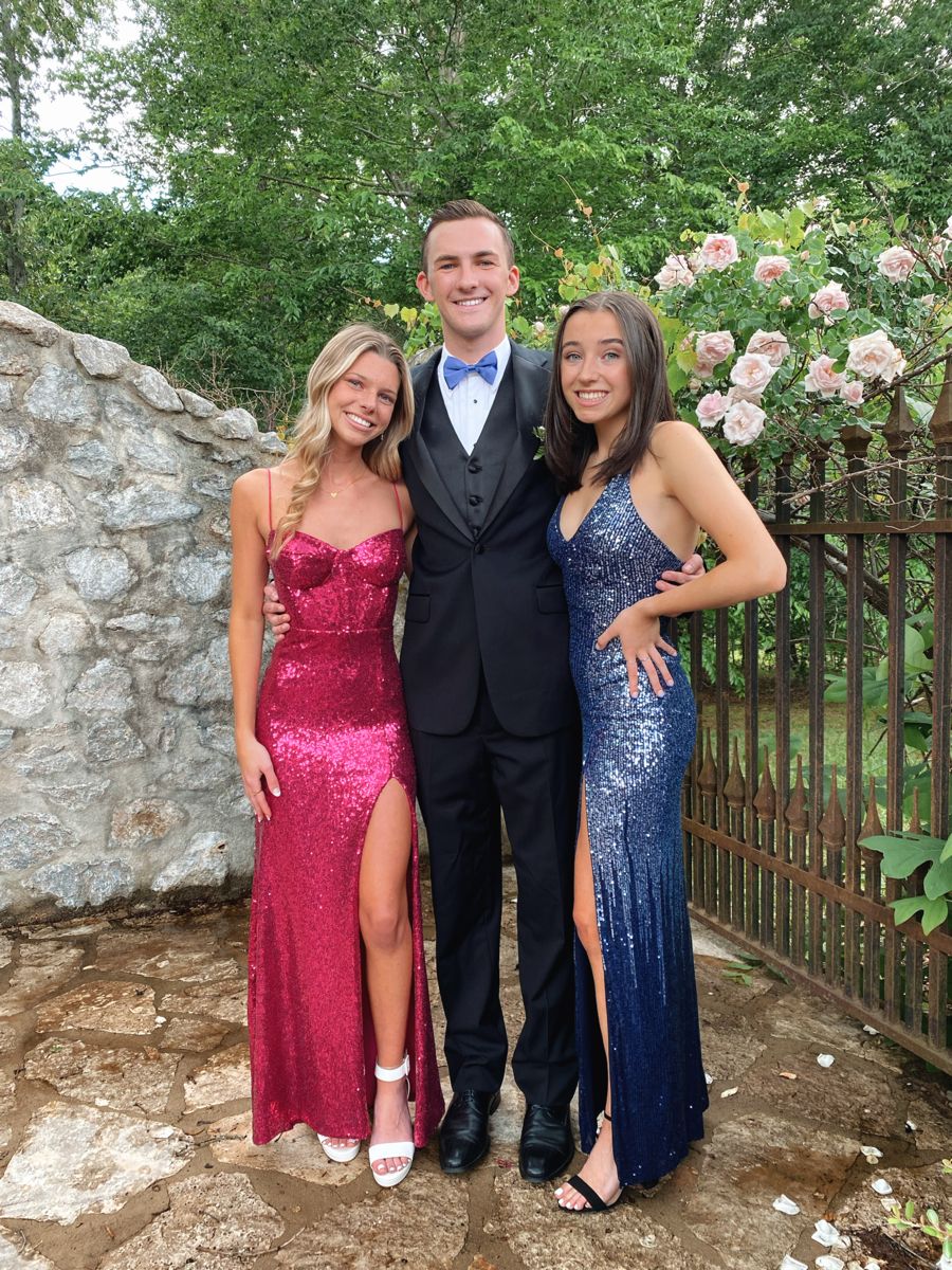 Sparkly Mermaid Spaghetti Strap Hot Pink Sequin With Slit Long Prom Dresses Formal Gown Inspo Evening Outfit AB780