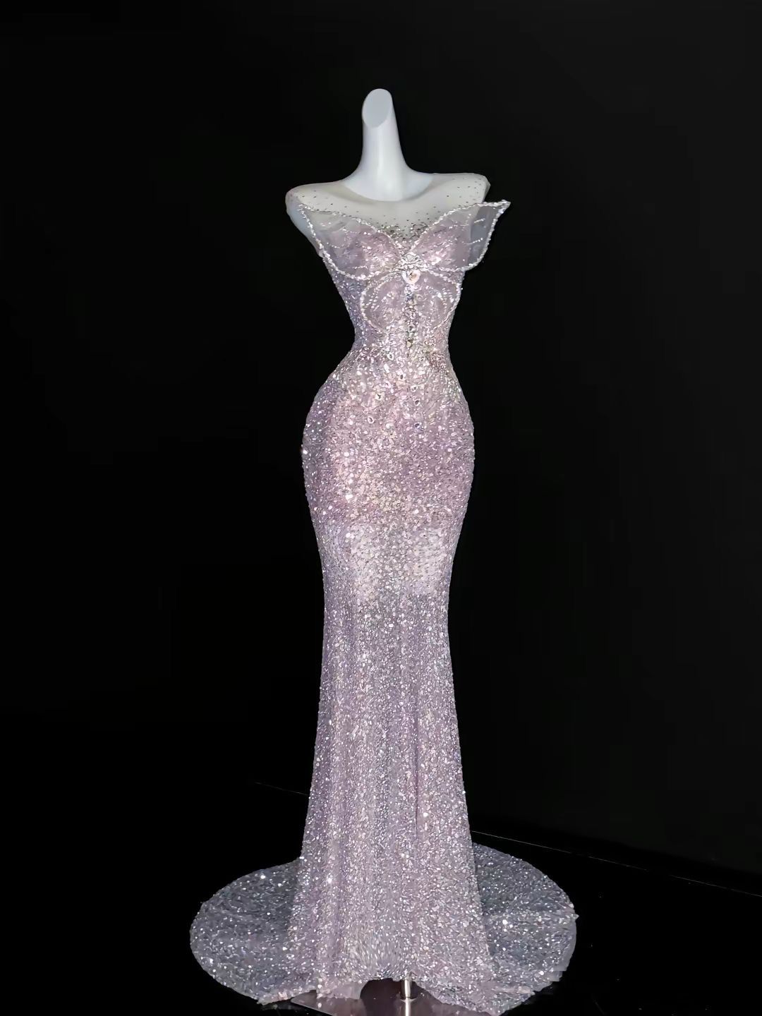 Elegant Formal Prom Dress Long Pink Mermaid With Butterfly Evening Gown for Special Occasions RC0196