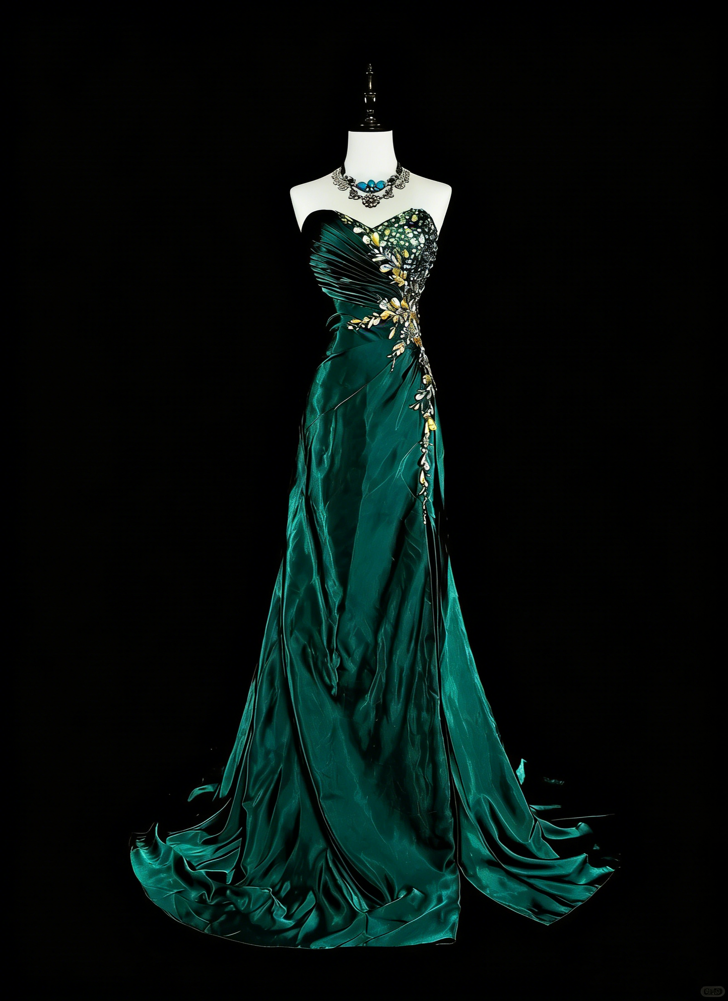 Robe de bal vintage sirène bustier cœur vert foncé satin sans manches années 90, inspiration années 90, robe de soirée longue et élégante N1498