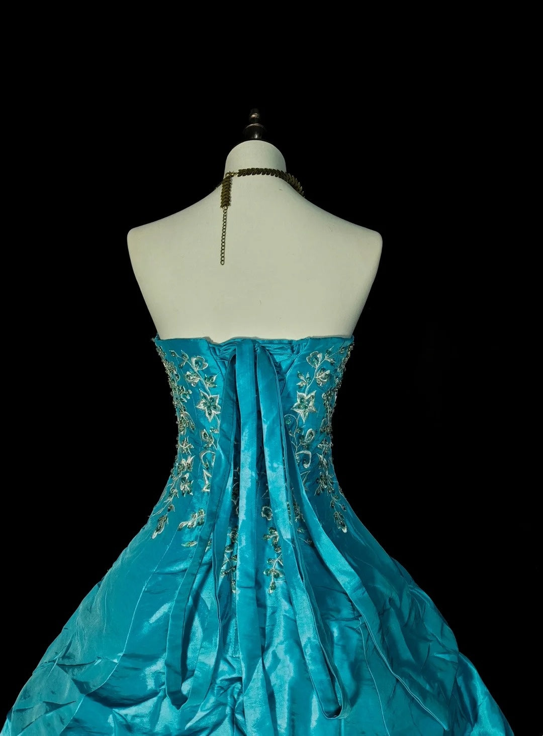 Robe de bal vintage bustier en organza bleu à volants, robe de quinceañera longue, taille 15, Vestidos De Fiesta N1461