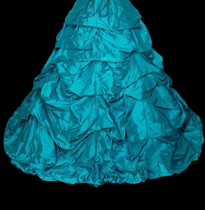 Robe de bal vintage bustier en organza bleu à volants, robe de quinceañera longue, taille 15, Vestidos De Fiesta N1461