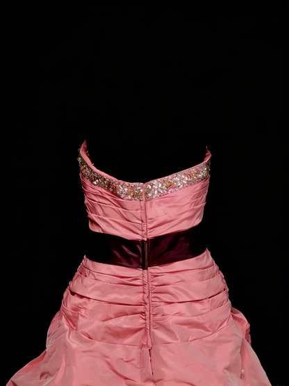 Robe de bal chic rose à décolleté cœur, longue, tenue de soirée pour jeunes filles (N1388)
