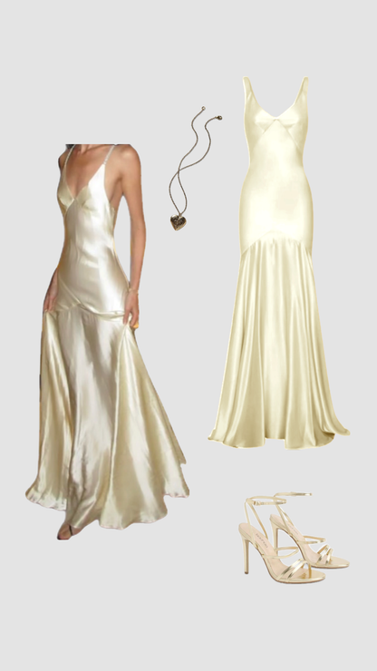 Satin Prom Dresses Inspiration Mermaid Straps Yellow Evening Gown Long Gala Formal Dress RC1494