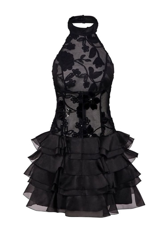 Pretty Ball Gown High Neck Little Black Dress Homecoming Gown inspo Short Hoco Dresses RB6053
