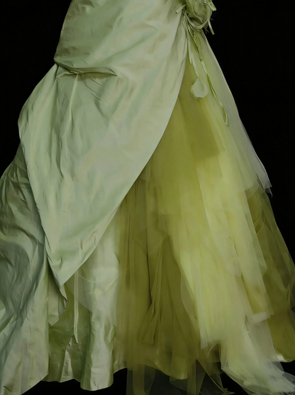 Robe de bal vintage sans bretelles verte à volants, robe de quinceañera longue, taille 15, Vestidos De Fiesta N1449