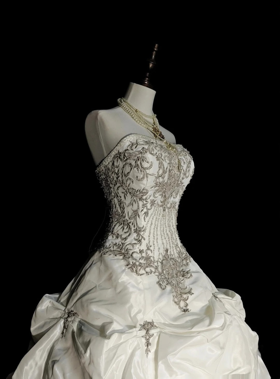 Robe de mariée vintage années 80, robe de bal bustier longue, robe de mariée cintrée N1594