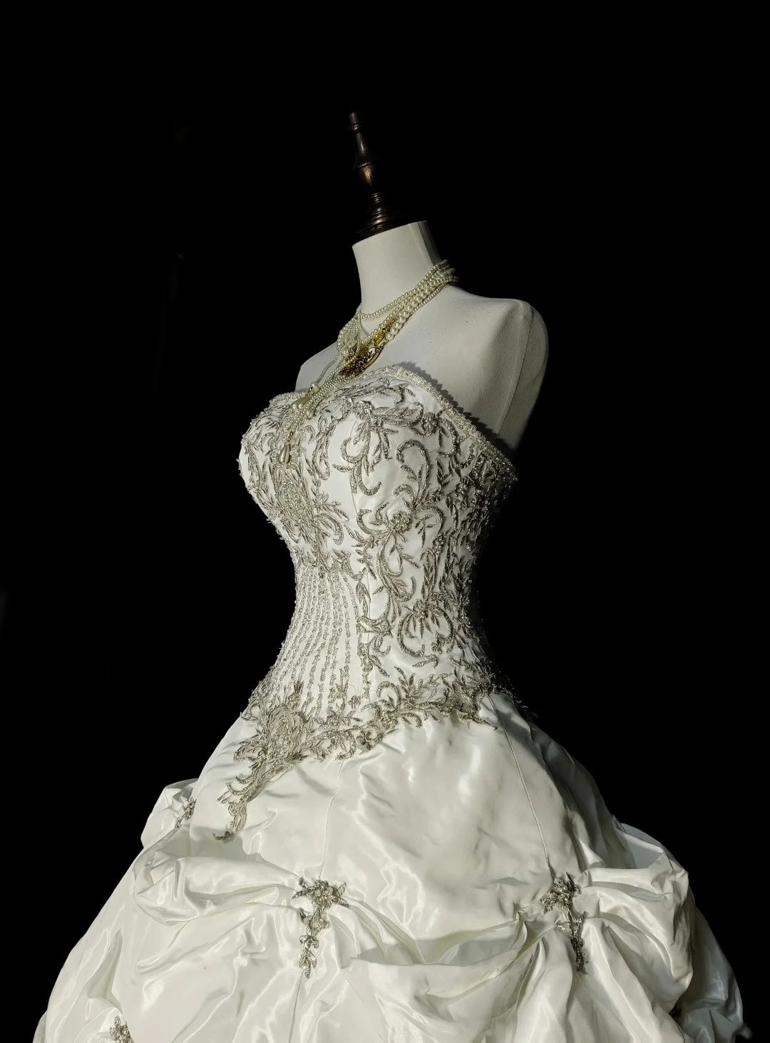 Robe de mariée vintage années 80, robe de bal bustier longue, robe de mariée cintrée N1594