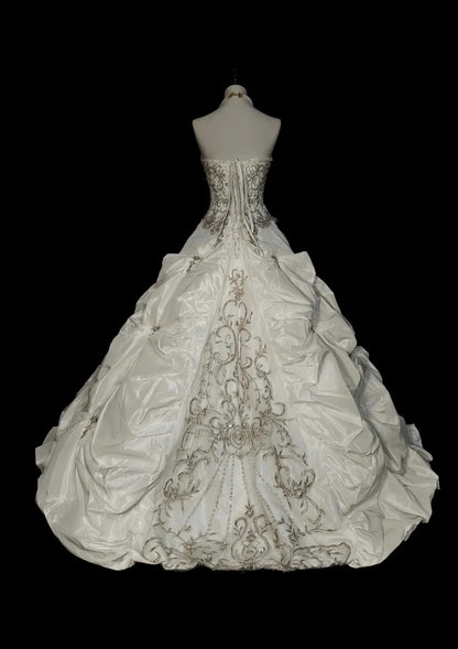 Robe de mariée vintage années 80, robe de bal bustier longue, robe de mariée cintrée N1594