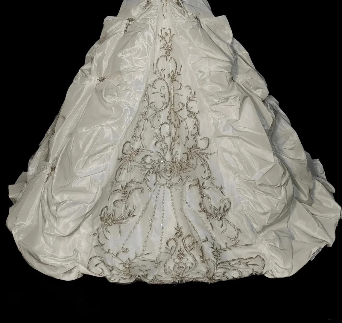Robe de mariée vintage années 80, robe de bal bustier longue, robe de mariée cintrée N1594
