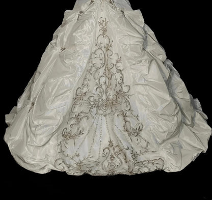 Robe de mariée vintage années 80, robe de bal bustier longue, robe de mariée cintrée N1594