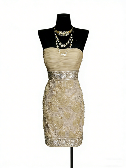 Retro Sheath Strapless Champagne Hoco Gowns Short 18th Birthday Dress Homecoming Dresses N1317