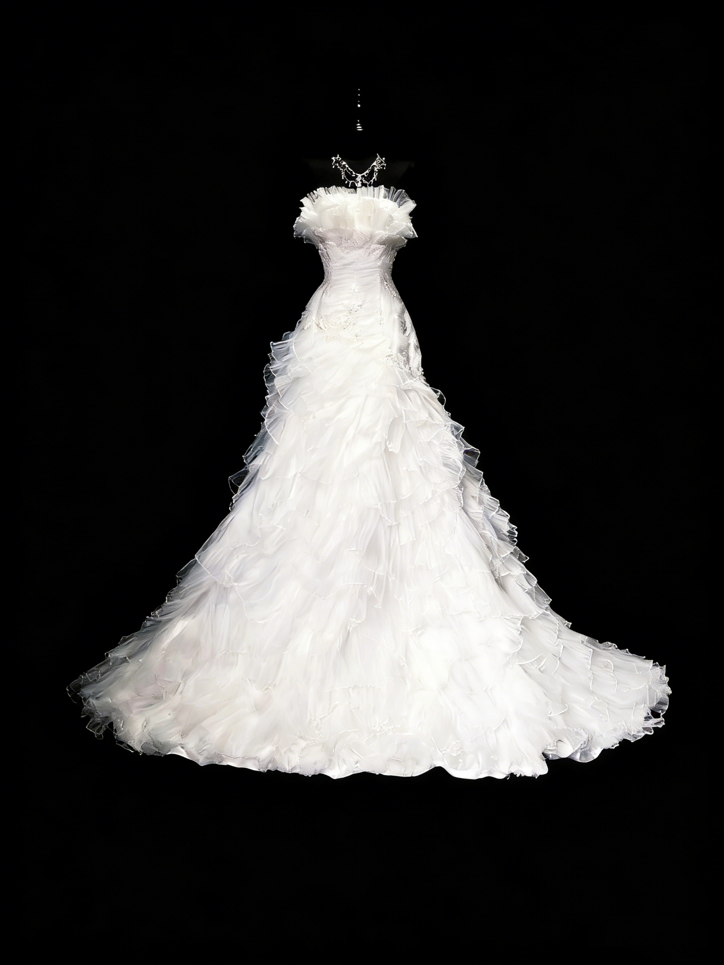 Robe de mariée vintage années 80, sirène, bustier, tulle blanc, fronces, longue, cintrée, N1208