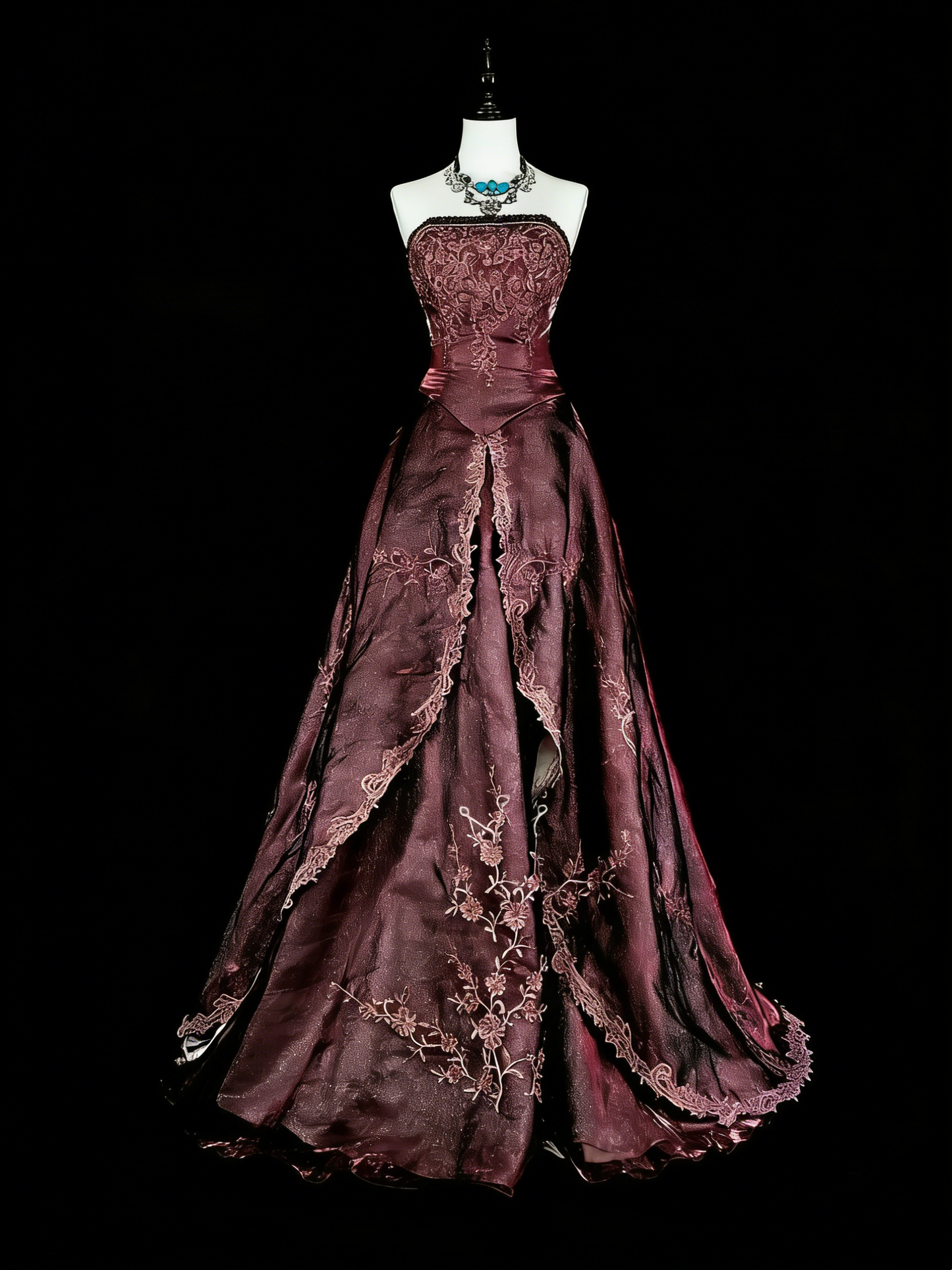 Vintage-Abendkleider im Stil der 1950er Jahre: Elegantes, trägerloses, langes, braunes Ballkleid – Inspiration für formelle Anlässe (N1994)