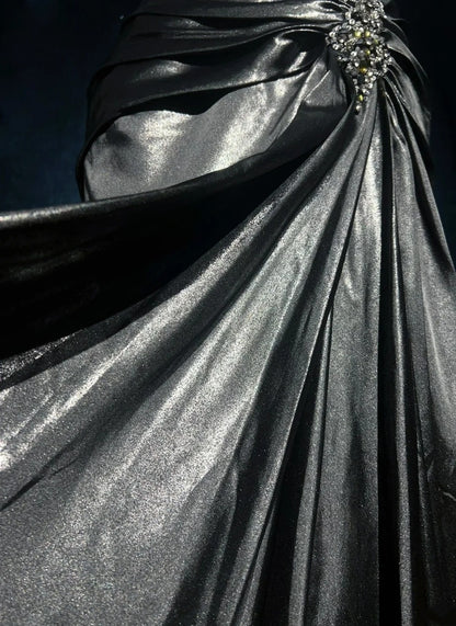 Robes de bal vintage sirène dos nu taille basse avec perles robe de soirée longue années 1970 N2618