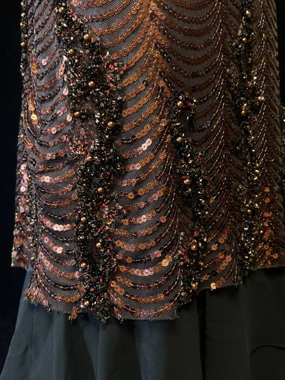 Robes de bal scintillantes sirène à fines bretelles en mousseline noire avec manches, tenues de soirée, longue robe de cérémonie RB3259