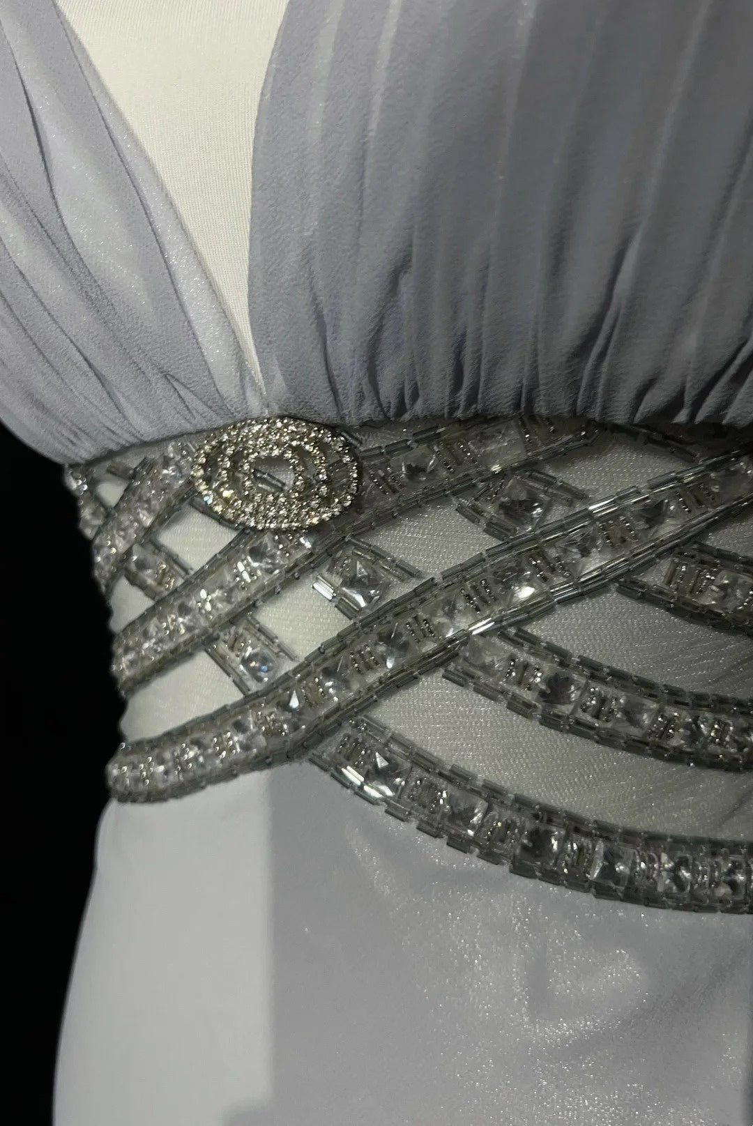 Robes de bal vintage sirène bustier en cœur mousseline grise avec perles robe de soirée longue années 1970 N2614
