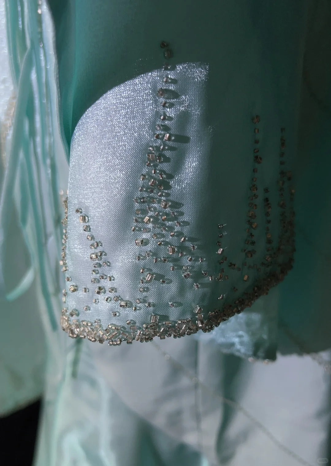 Robes de bal vintage des années 80 sirène dos nu bleu sans manches avec cape perles tenues de soirée semi-formelles N3616