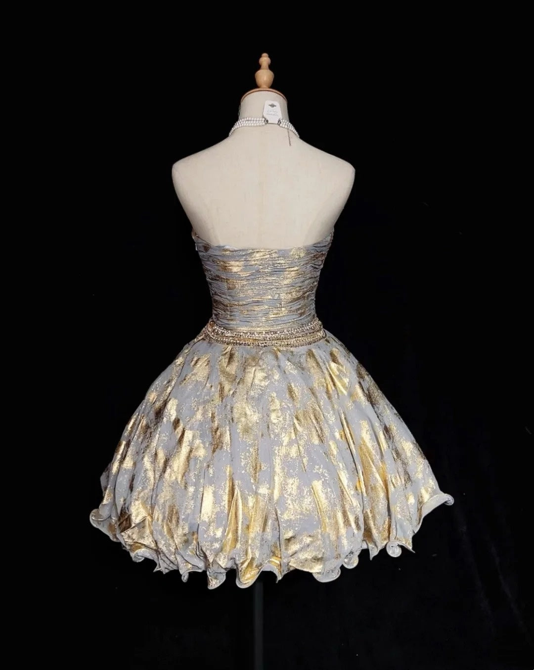 Robe de bal de princesse bustier en organza doré courte mini robes de soirée de rentrée scolaire Hoco Gowns N2912