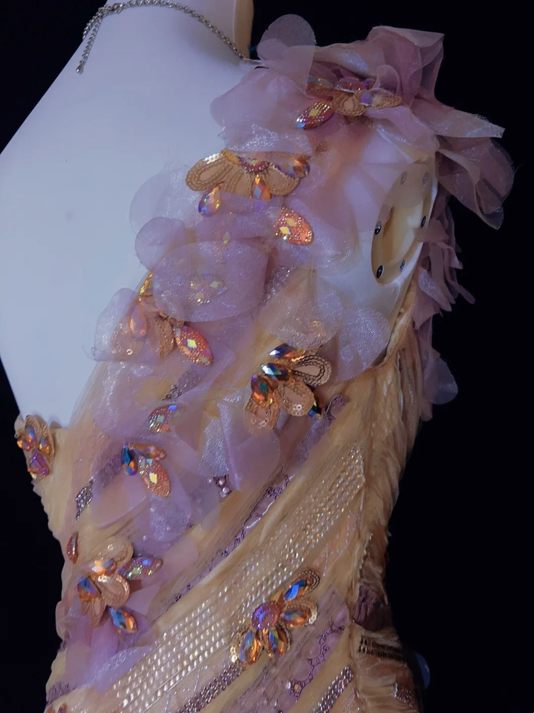 Verträumte 90er Abschlussballkleider Meerjungfrau One-Shoulder Flieder mit 3D-Blumen Formelle Abendgarderobe N3802