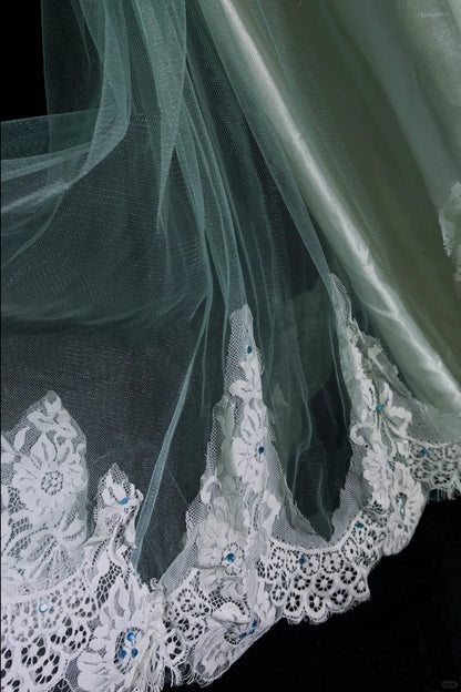 Bescheidene Abschlussballkleider Meerjungfrau One Shoulder Blau Tüll Spitze Ärmellos Mit Rüschen Festliches Abendkleid N3833