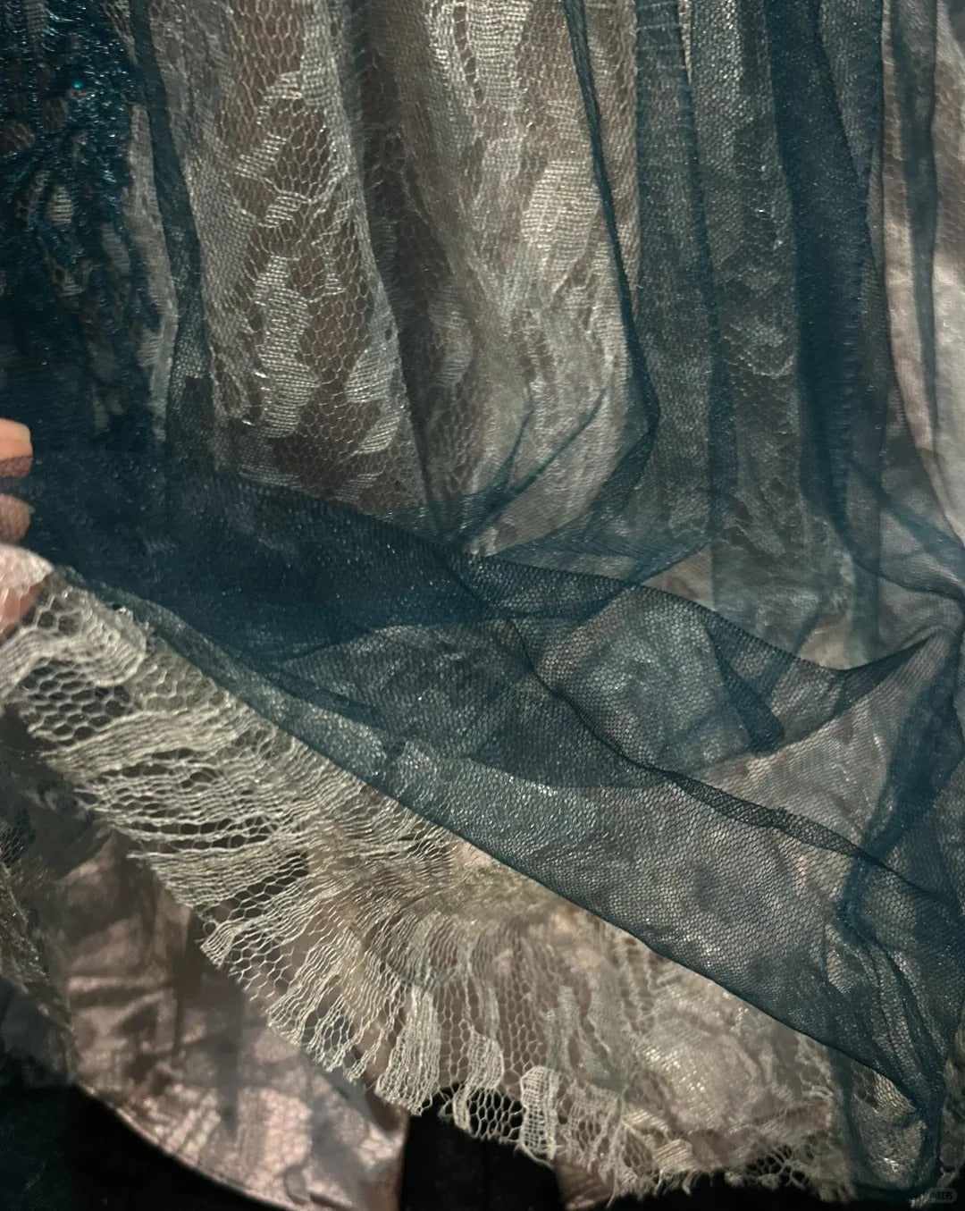 Inspiration Robes de bal vintage Sirène Dentelle Bleu Tulle Dentelle Années 80 avec Appliques Robes de soirée N3366