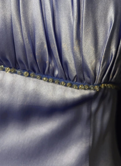 Bescheidene Ballkleider Meerjungfrau Spaghettiträger Lila Satin Langes formelles Abendkleid N3860