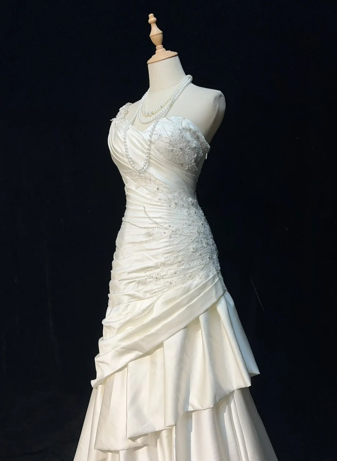 Vintage Abschlussballkleider Meerjungfrau One Shoulder One Shoulder Satin mit Perlen 1980er Jahre Langes Abendkleid N2623