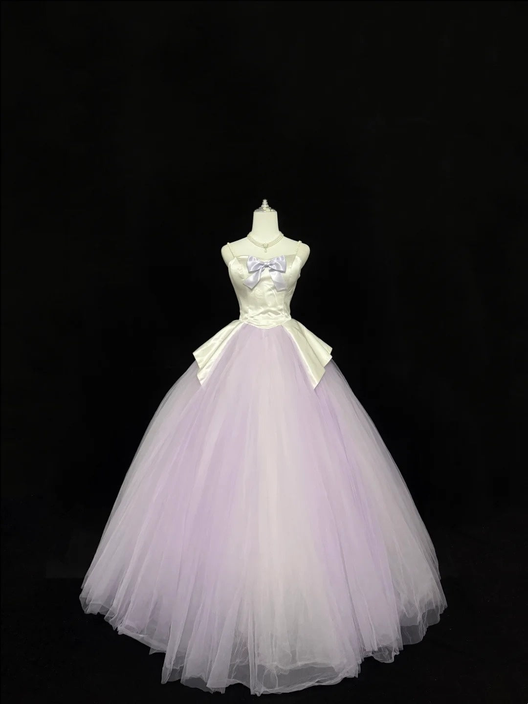 Langes Sweet-16-Kleid Ballkleid langes Geburtstagskleid für den 16. Geburtstag mit Spaghettiträgern fliederfarbenes Abendkleid RC0367