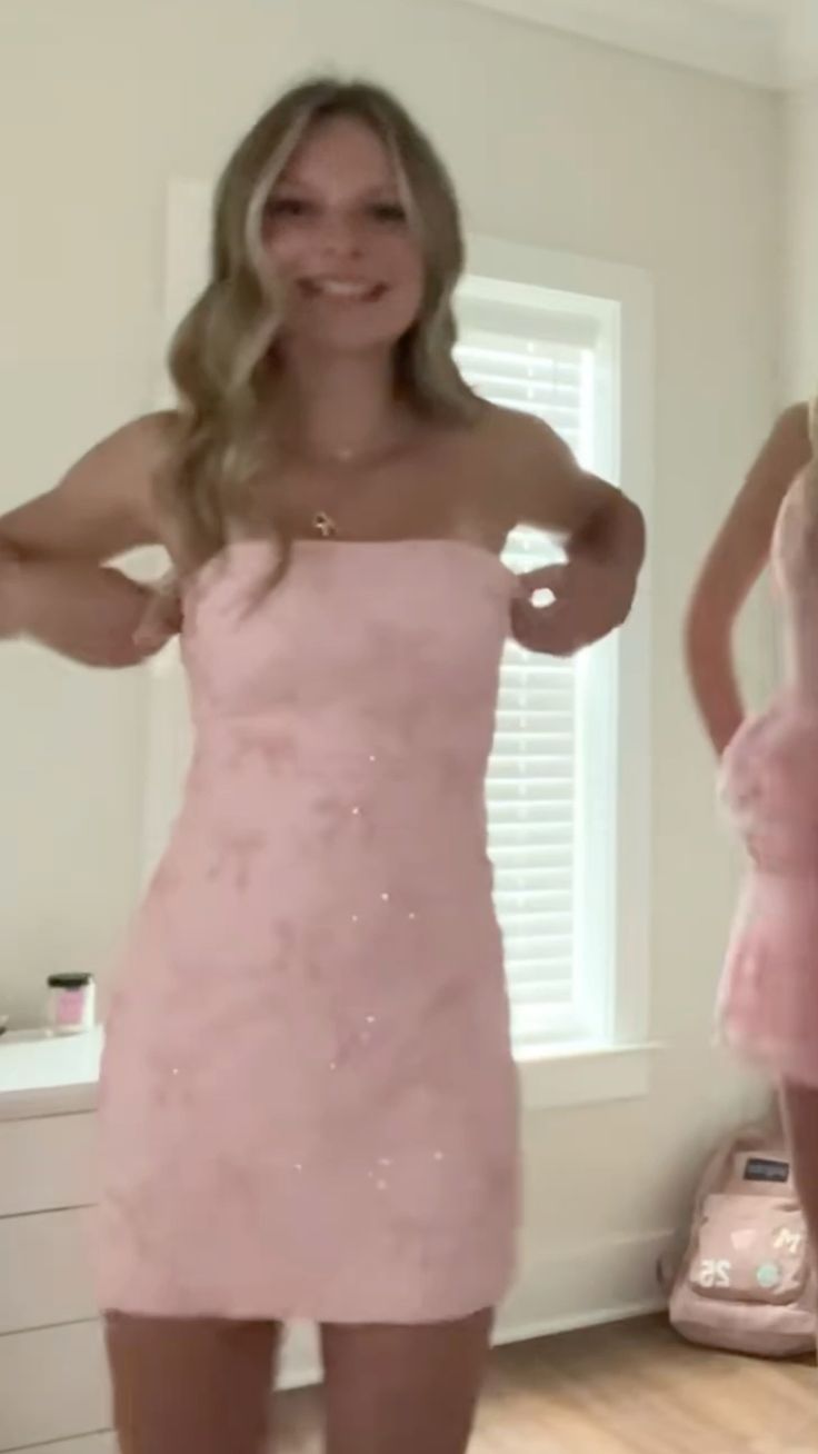 Sexy Sheath Strapless Pink Sequin Sleeveless Short Homecoming Dress Senior High School University Ideas Inspo Short Hoco Court Gowns RB7265