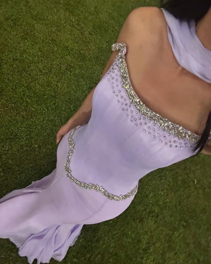 Elegante, schlichte Ballkleider für die Oberstufe: Meerjungfrauen-Kleid aus lila Chiffon mit Schal, trägerlos, halbformell, für Teenager (AB1976)